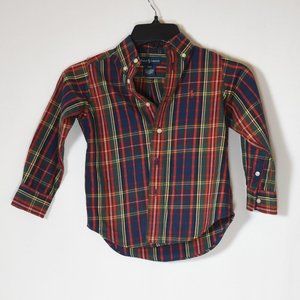 Ralph Lauren Boys Long Sleeve Button-down Plaid Shirt.  Size 4/4T.